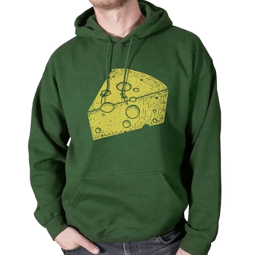 SCOBAR Green Bay Hoodie Football Wisconsin Cheese Hand-Drawn Printed in USA (Large)