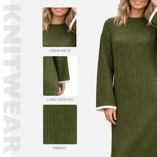 Robe longue manches longues isolante en tricot côtelé doux d'hiver