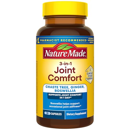 Nature Made 3-in-1 Joint Comfort Capsules Chaste Tree Ginger & Boswellia Joint Supplements for Men and Women 30 Capsules 30 Day Supply