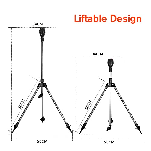 Upgraded Automatic Rotating Tripod Sprinkler, Stainless Steel Rotary Irrigation Tripod Telescopic Support Sprinkler With 360 Degree Large Area Coverage, Watering Sprinklers For Lawn Yard Garden (A2) #TOP3