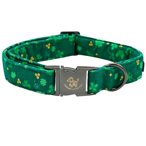Elegant Little Tail Green Clover Adjustable St. Patrick's Holiday Cute Puppy Collar for Small Dogs