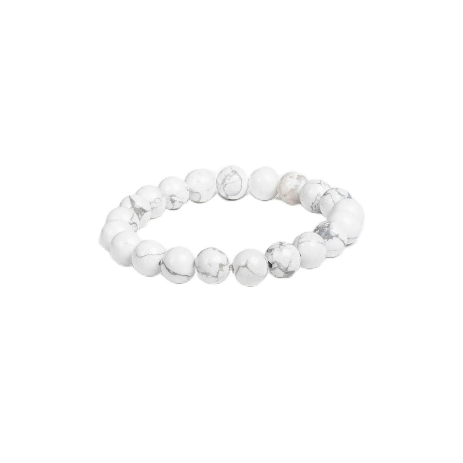 LOOK AND ADORN Beaded White Howlite Bracelet for Unisex, 6.5 Inches-image-23