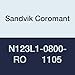 Sandvik Coromant N123L1-0800-RO 1105 PVD Coated Carbide CoroCut 1-2 Parting and Grooving Insert for Profiling, 4 mm Nose Radius, Positive Rake Chip Breaker, Size L (Pack of 10)