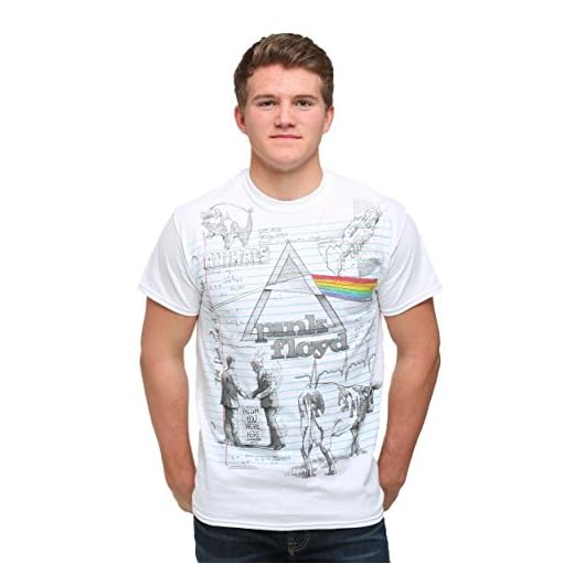 Liquid Blue unisex adult Floyd Sketch T-shirt T Shirt, White, Large US