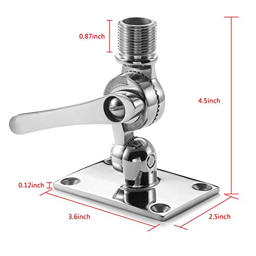 image for ZOMCHAIN Marine VHF Antenna Mounts, Ratchet Mount, 316 Stainless Steel
