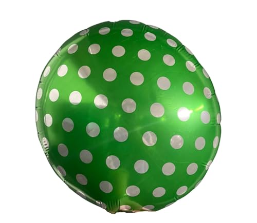 Globos redondos de papel de aluminio de lunares de 18 pulgadas, globos de helio para fiestas de cumpleaños, baby shower, decoraciones de boda para el hogar y la oficina (verde, paquete de 2)