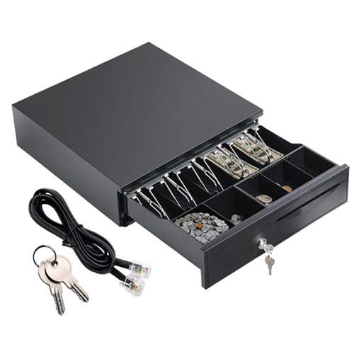 12V Heavy Duty Cash Till Drawer For Small Business - Cash Register 4 Bills & 5 Coins Cash Tray- Shop Till Drawer RJ11 Insert