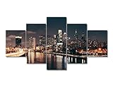 Philadelphia Delaware River Picture, 5 Panel Black...