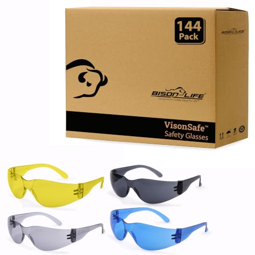 Image of BISON LIFE Assorted Safety Glasses for Men & Women ANSI Z87.1, 144 Pack