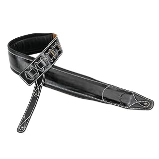 Walker & Williams C-22-XL Sangle de guitare extra longue rembourrée en cuir grainé Noir 147,3 cm, Black - Les Beatles, Paul McCartney, John Lennon, RIngo Starr, George Harrison Walker & Williams C-22-XL Sangle de guitare extra longue rembourrée en cuir grainé Noir 147,3 cm, Black – Image 5