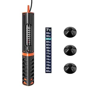 HITOP Adjustable Aquarium Heater with Protective Cover, 25W 30W 50W 100W 120W Fish and Turtle Tank Heater for 5L to 120L…