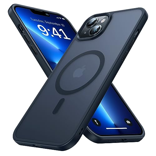 Faiono Magnetic for iPhone 13 Case & iPhone 14 Case for MagSafe [10FT Military Grade Protective] Slim Translucent Matte Back Silicone Edge for iPhone 13 / iPhone 14 Phone Case (6.1