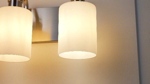 Image of Milk Glass Bathroom Light, 4-Light Vanity Light Fixture, Brushed Nickel Wall Sconce, VL01BNW-4