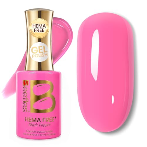 Image of Beetles Hot Pink Gel Polish - Blush Popper 15ML Full Size /0.51Fl Oz, HEMA-Free Neon Pink Gel Nail Polish, Soak Off UV LED Lamp Bright Nails Art, Manicure Salon DIY Neon Nails