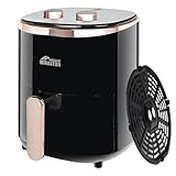 MIRASTON Small Air Fryer 3.6QT, Dials Control Temp & Time, Auto Shut-Off, Personal Round Air Fryers for Kitchen Countertop, Dorm, Apartment, Fast Cooking for Frozen food, Potato, Fish, Classic Black