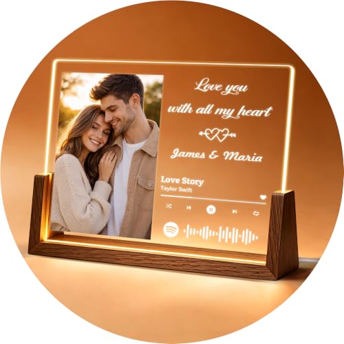 Bohva Custom Spotify Plaque With Photo Name, Personalized Gifts For Couples