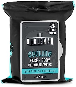 The Nobleman Men's Cooling Face + Body Cleansing Wipes, Eucalyptus - 30 Count