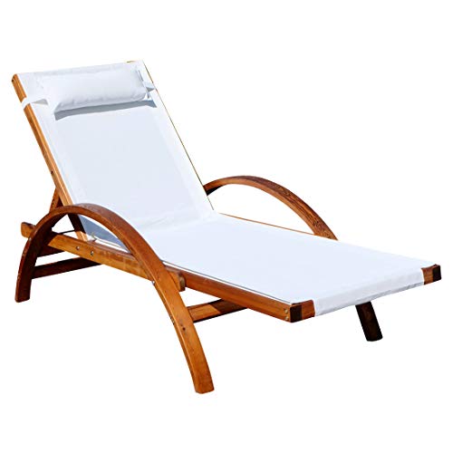 AS-S Sonnenliege Valencia aus Holz Lärche mit Kopfpolster Cover