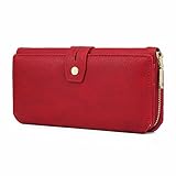 WOZEAH Women's PU Leather RFID Large Capacity Long Wallet Clutch Pures handbags Credit Card Holder Organizer Ladies Purse (red)