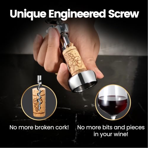 Wine Opener Deluxe, Heavy-Duty Bottle Opener for Easy Cork Removal, Manual Corkscrew for Smooth & Effortless Intact Wine Corks, Premium Corkscrew for Waiters, Bartenders & Home Use by Gourmet Easy - Image 2