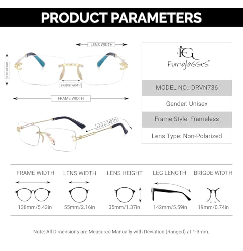 Image of ARICKS Rectangle Sunglasses for Women Men Vintage Rimless Square Sun Glasses