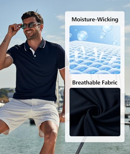 Image of ZITY Men Polo Shirts Short Sleeve with Pocket Golf Polo Wicking Shirts for Men Casual Collared T-Shirts