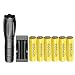 Super Bright 2000 Lumen 18650 Tactical Flashlight and 6PCS 3.7V High Capacity Rechargeable Battery+Batteries Charger,Zoomable, Water Resistant, 5 Modes Handheld Light