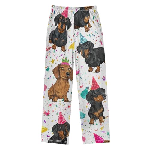 ZZXXB Dachshund Confetti Boys Long Pants Soft Trousers Elastic Waist Kids Lounge Bottoms with Pockets S-XL2