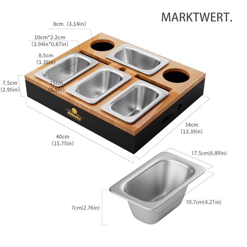 Couchbar, Sofa Organizer auf dem Beistelltische Couchtisch, Couchbar Holz als Bier Geschenke für Männer, Sofatablett Mit Vier Snackschalen und Mehrere Lagerplätze (schwarz)