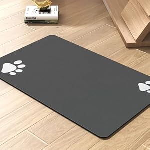 Pet Feeding Mat-Absorbent Dog Mat for Food and Water Bowl-No Stains Quick Dry Dispenser Mat-Dog Accessories Pet Supplies-Water Bowl for Messy Drinkers（Darkgrey,12″x19″