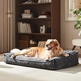 FURTIME XL Orthopedic Dog Beds Large Sized Dog, Extra Thick Supportive Comfort Pet Sofa, Ergonomic Slant Dog Couch Bed with Removable Washable Cover, Ultra Soft Surface & Non-Slip Bottom, Grey, 42'