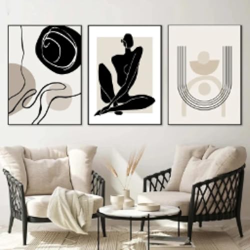 Peinture sur toile noire abstraite pour salon bohème moderne 60x90 cm - 2