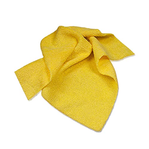 Image of Eurow 200GSM Microfiber Cleaning and Drying Cloths with Dispenser Box, Reusable, Streak-Free, Scratch-Free, Ultra Absorbent, Edgeless for All Surface Types, 12x12in, 50-Pack, Yellow