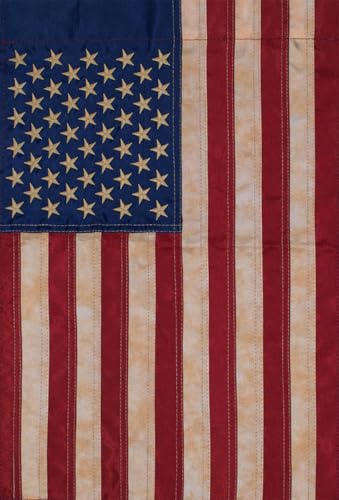 American Flag tea Stained Applique Garden Flag 12.5