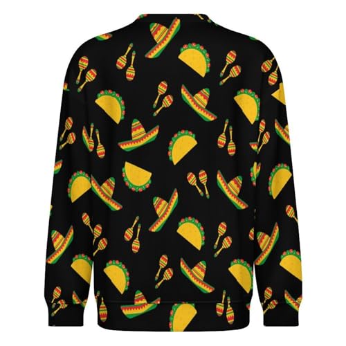 Mens Mexico Tacos Crewneck Sweater Mens Crew Neck Sweaters Long Sleeve Funny Men's Pullover4
