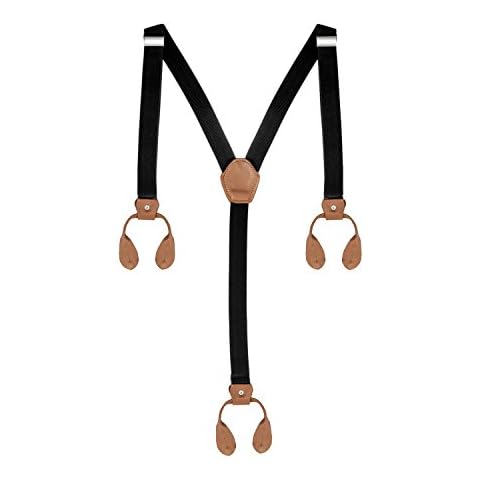 Trimming Shop 25mm Men's Suspender Braces - Y Shape Adjustable Elasticated Suspenders Button Hole Braces - Fashion Accessory for Parties, Weddings, Casual, Formal Events Cover