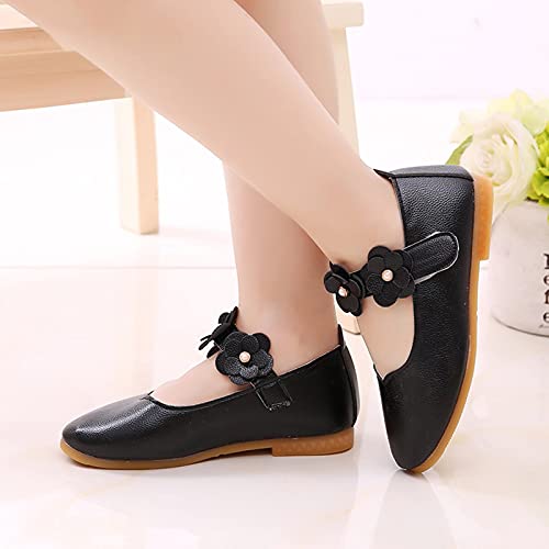 Kids Mary Jane Ballerina Flats Toddler Girls Bridesmaid Non-Slip Soft Slip On Flat Dress Shoes with Flower Strap4