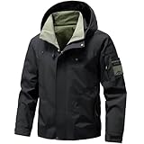 Men Classic Outdoor Active Waterproof Raincoat, Lightweight Casual Hooded Rain Coat Long Sleeve Zip Up Fashion Windbreaker
