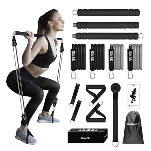 Pilates Bar Kit with Resistance Band-Multifunctional Portable Weighted Exercise Pilates Bar, Home Gym with Beginner Workout Equipment, Yoga Set for Full Body