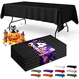 Niuara Black Plastic Table Cloth - 4 Pack 54' × 108' Rectangle Disposable Tablecloths for 6FT Tables, Waterproof Table Cover for Party, Holiday & Gathering Use