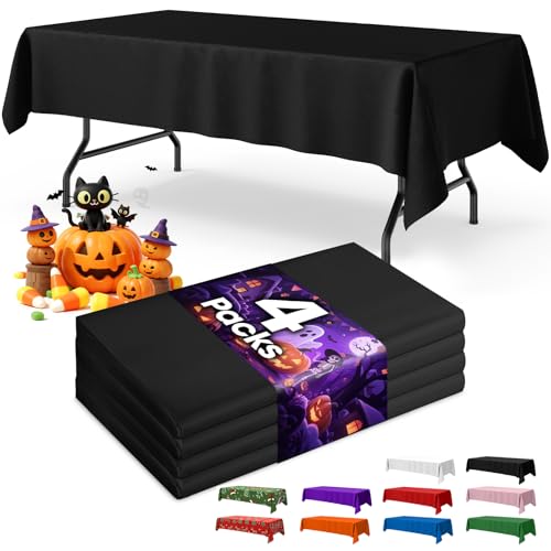 Niuara Black Plastic Table Cloth - 4 Pack 54
