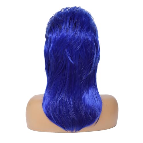 Image of Adequate 80s Mullet Wig for Women Fluffy and Layered Hairpiece for Perfect for Costume Parties and Cosplay (Blue)