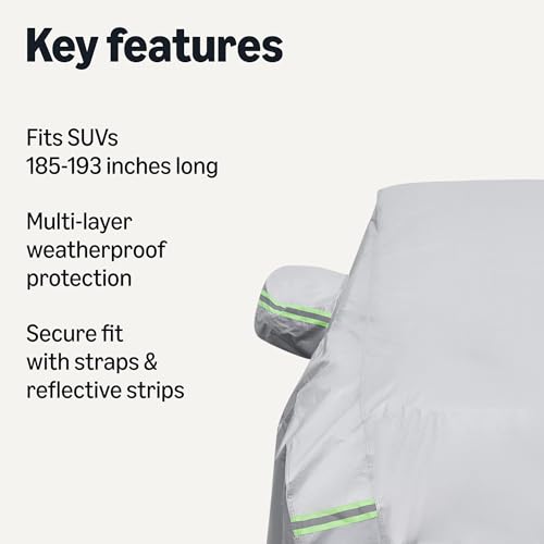 Amazon Basics Full Car Cover, Fits SUV Vehicles up to 193", Silver - image 2