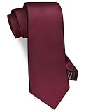 GUSLESON Classic Men's Wedding Ties for Men Silk Burgundy Tie Solid Wine Necktie (0791-06)