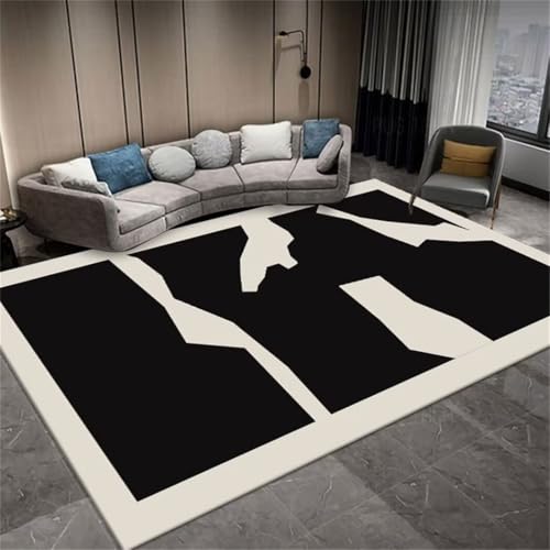 RUGMRZ Moqueta para El Suelo Sala de Estar Abstracta decoración Interior Elegante Antideslizante Adornos para Salon Modernos Negro Alfombras para Dormito Dormitorio Infantil Alfombra Bebe Juegos Sofa