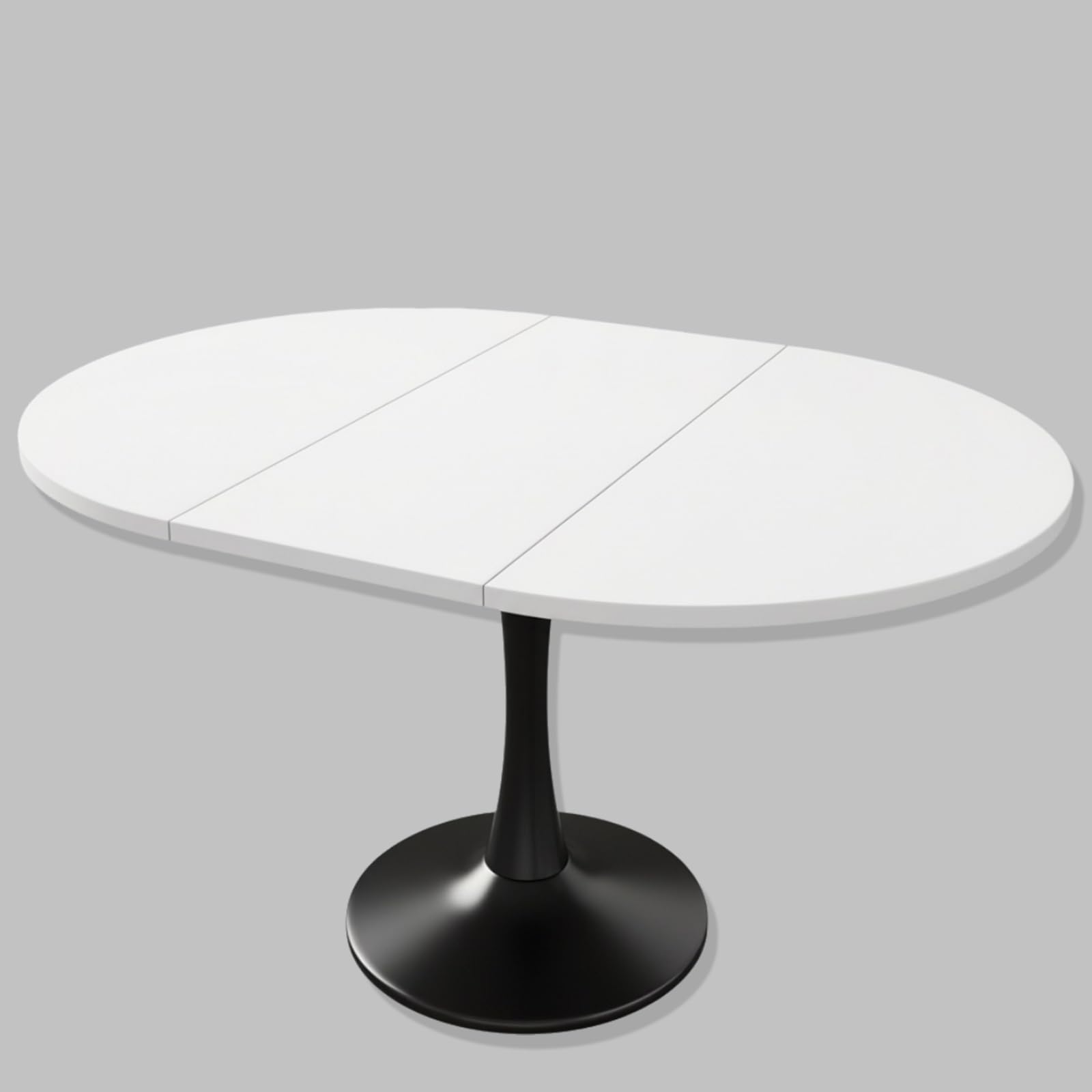 Mesa de Comedor Redonda Extensible, 100-140 x 100 x 75 cm, para 4-6 Personas, Ideal para Comedor, Cocina y salón, Blanco + Negro (AB)