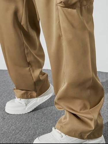 Men's Fashion Casual Drawstring Elastic Waist Men's Casual Workwear Pants Loose Fit with Side Pockets3