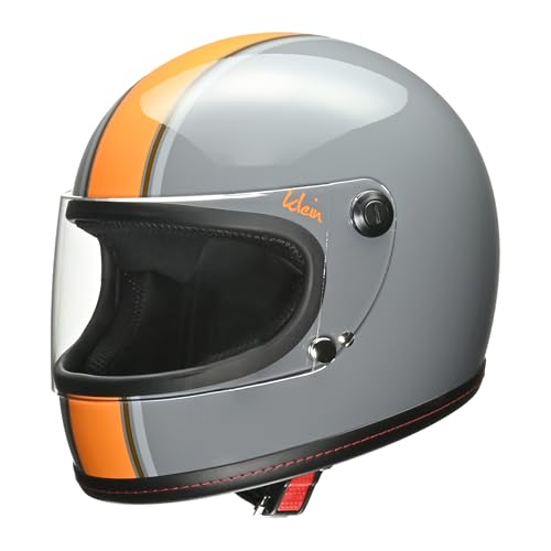 【LEAD/リード工業】KLEINフルフェイスヘルメット [グレー×オレンジ/Mサイズ（57-58cm未満）]
