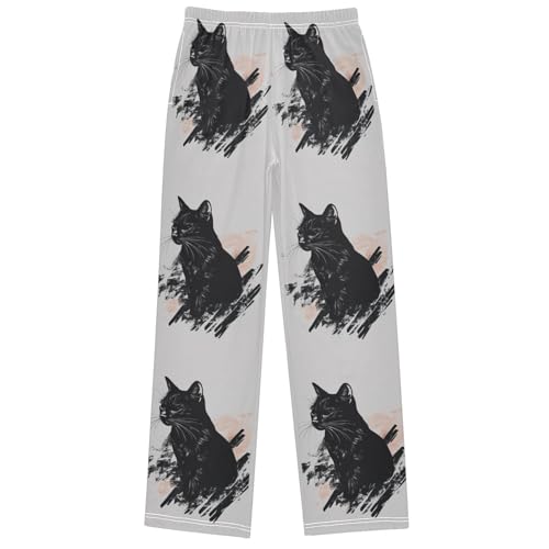 Boy's Pants Black Cat Jogger Pants Elastic Waist Long Bottoms Trousers with Pockets 6-14 Years