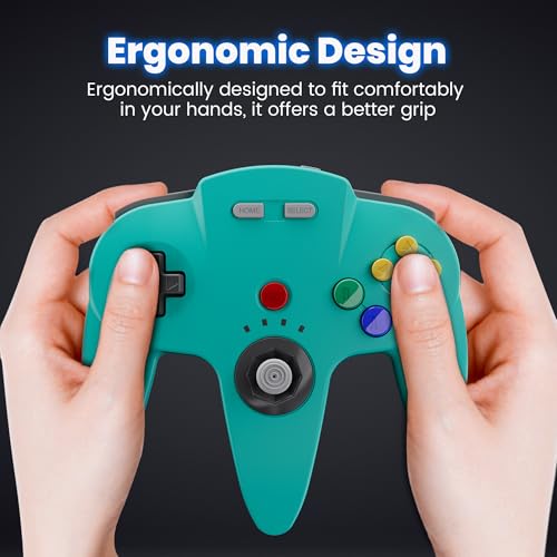 Image of 2 Pack Wireless N64 Controller for Switch 1 & 2, N64 Console, Cyan /Gunmetal | (Built-in Vibration) (Rechargeable) (3D Analog Stick), 2.4 GHz USB & N64 Receiver Made for Switch Online, Windows PC, macOS
